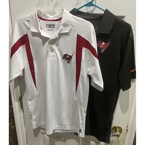 Nfl Team Apparel Nike Tampa Bay Buccaneers Polo Shirts Mens S Dri-Fit - Lot Of 2 - Picture 1 of 10